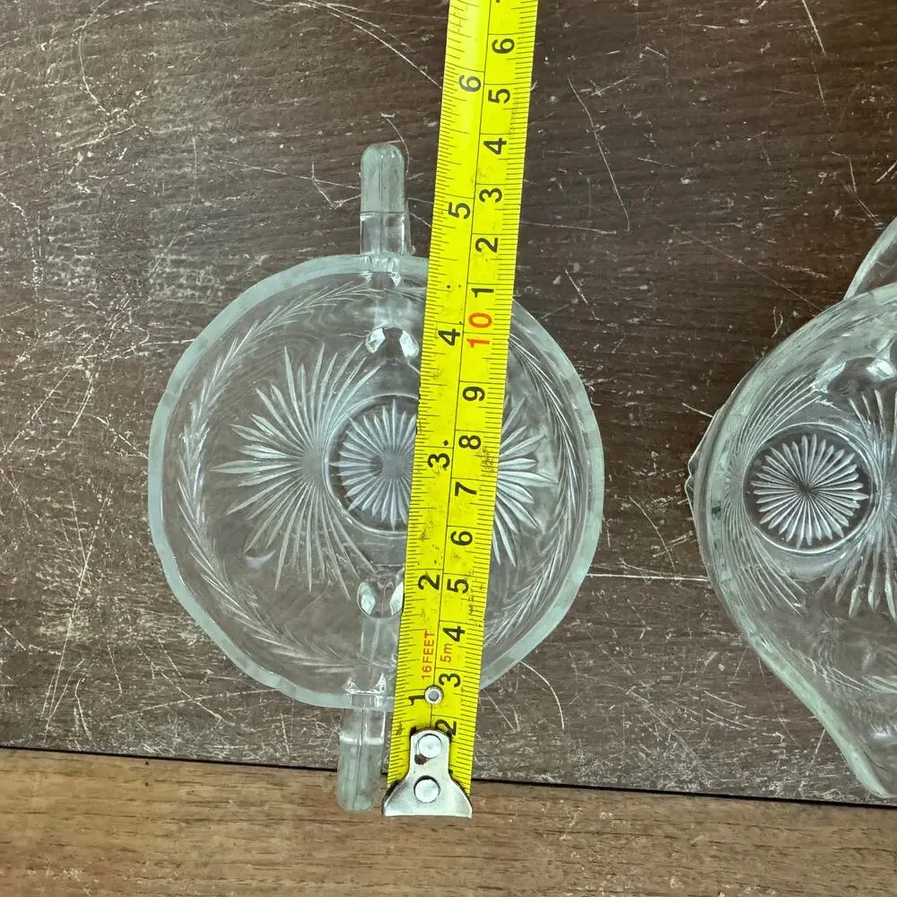 Vintage Jeanette Sunburst Pressed Clear Glass‎ open Sugar and Creamer Set